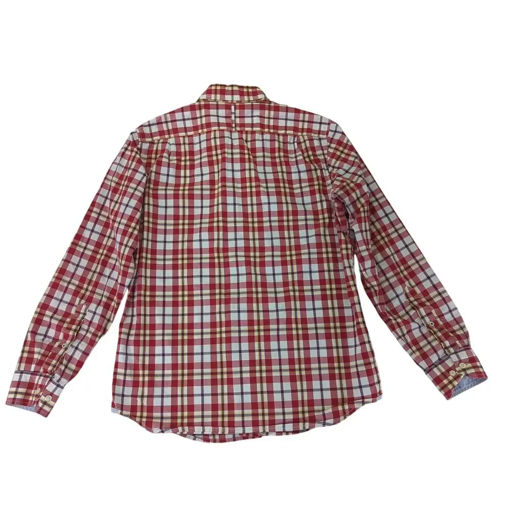 Banana Republic Soft Wash Shirt Red Plaid Button-down Oxford Mens Medium 15-15.5